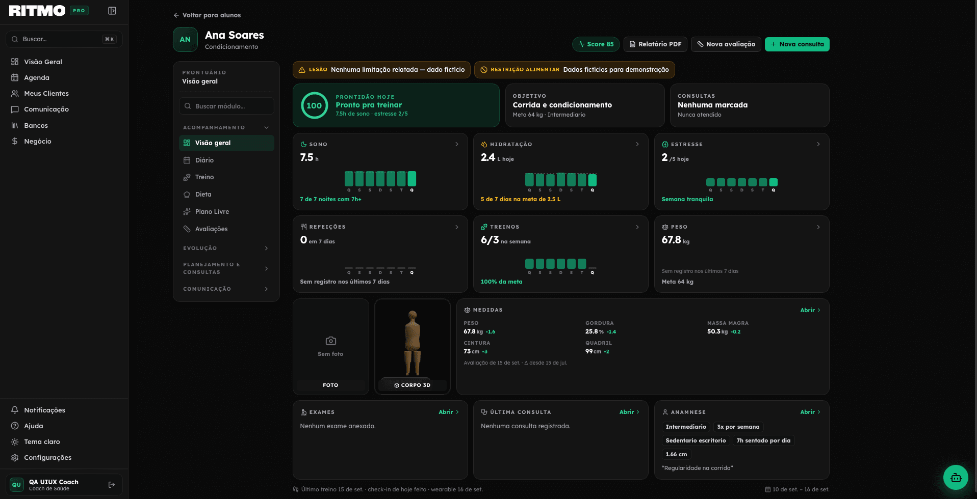 Demonstração do painel Ritmo Pro